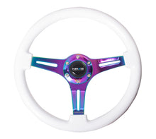 Load image into Gallery viewer, NRG Classic Wood Grain Steering Wheel (350mm) White Paint Grip w/Neochrome 3-Spoke Center