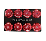 NRG Fender Washer Kit w/Color Matched M8 Bolt Rivets For Plastic (Red) - Set of 8