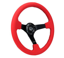 Load image into Gallery viewer, NRG Reinforced Steering Wheel (350mm/3in. Deep) Matte Black Spoke/ Red Alcantara w/ Black Stitching