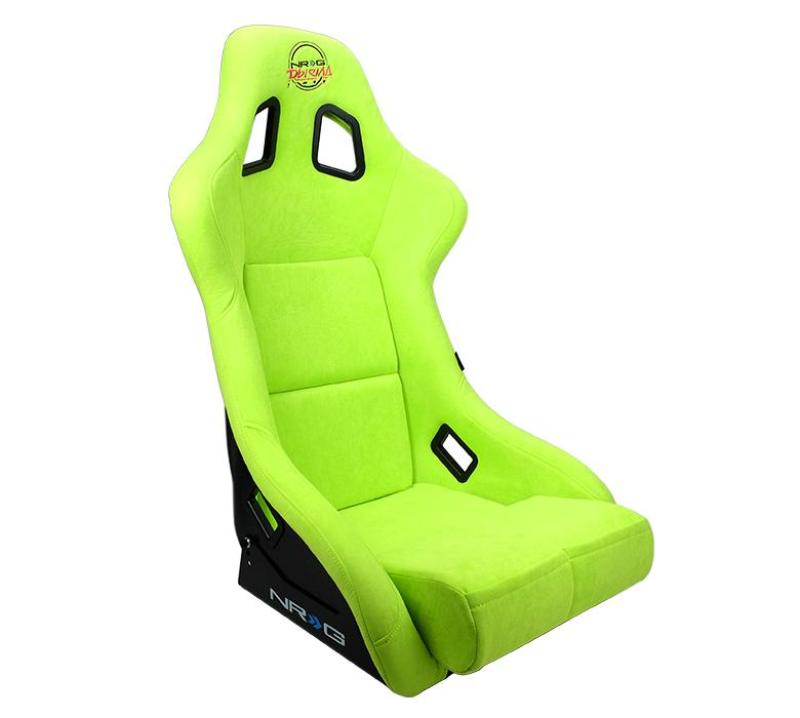 NRG FRP Bucket Seat PRISMA Edition - Large (Neon Green Alcantara/  Pearlized Back)