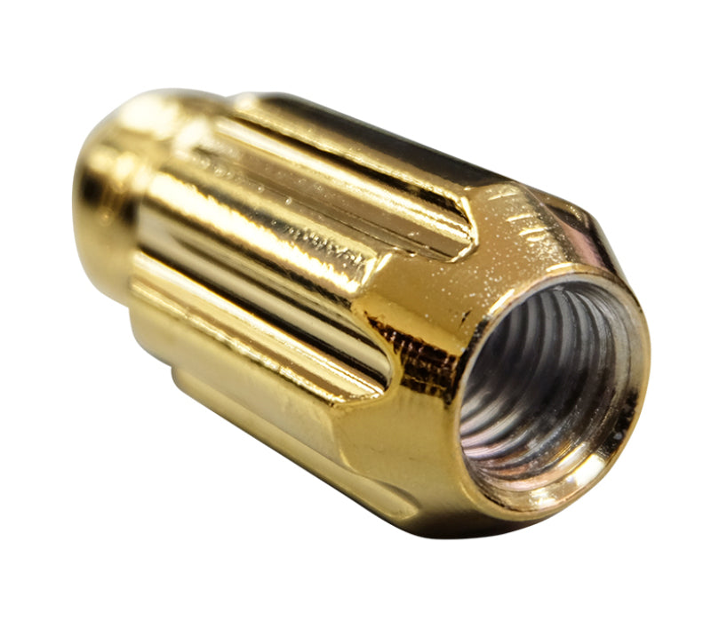 NRG 500 Series M12 X 1.5 Bullet Shape Steel Lug Nut Set - 21 Pc w/Lock Key - Chrome Gold