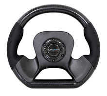 Load image into Gallery viewer, NRG Carbon Fiber Steering Wheel (320mm) CF Center Plate &amp; Two-Tone Carbon w/Leather Trim Handles