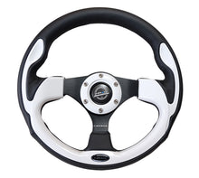 Load image into Gallery viewer, NRG Reinforced Steering Wheel (320mm) Blk w/White Trim &amp; 4mm 3-Spoke