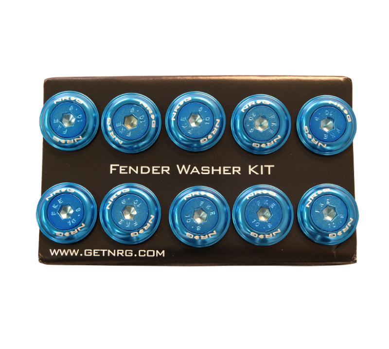 NRG Fender Washer Kit w/Color Matched M6 Bolt Rivets For Plastic (Blue) - Set of 10