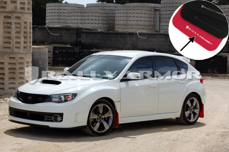 Rally Armor Red UR Mud Flap w/ White Logo - Subaru WRX 2011-2014 / STi 2008-2014 Hatchback