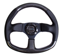 Load image into Gallery viewer, NRG Carbon Fiber Steering Wheel (320mm) Flat Bottom &amp; Leather Trim w/Black Stitching