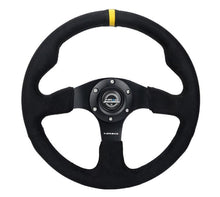 Load image into Gallery viewer, NRG Reinforced Steering Wheel (350mm/ 3in. Deep) Alcantara w/ Yellow Center w/ Black Stitch