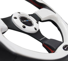 Load image into Gallery viewer, NRG Reinforced Steering Wheel (320mm) Blk w/White Trim &amp; 4mm 3-Spoke