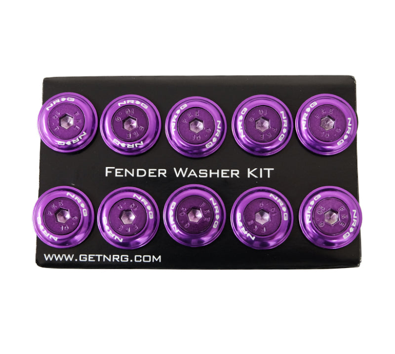 NRG Fender Washer Kit w/Color Matched M6 Bolt Rivets For Plastic (Purple) - Set of 10