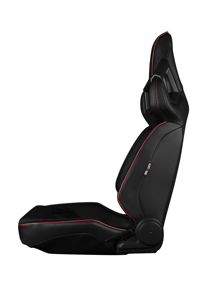 Braum Racing ALPHA-X Series Racing Seats (Pair; Black / Red Stitching | Low Base Version)