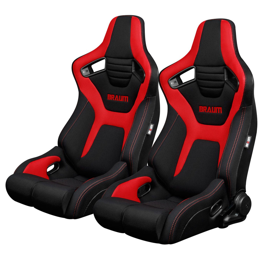 Braum Racing ELITE-R Series Racing Seats (Pair; Black & Red Cloth)