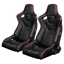 Load image into Gallery viewer, Braum Racing ELITE-R Series Racing Seats (Pair; Black Leatherette / Red Piping)