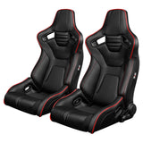 Braum Racing ELITE-R Series Racing Seats (Pair; Black Leatherette / Red Piping)