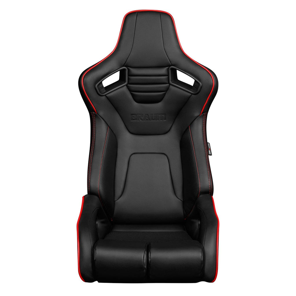 Braum Racing ELITE-R Series Racing Seats (Pair; Black Leatherette / Red Piping)