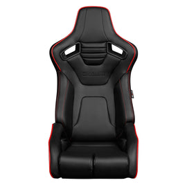 Braum Racing ELITE-R Series Racing Seats (Pair; Black Leatherette / Red Piping)