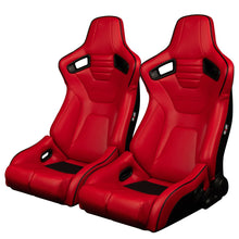 Load image into Gallery viewer, Braum Racing ELITE-R Series Racing Seats (Pair; Red Leatherette / Black Piping)