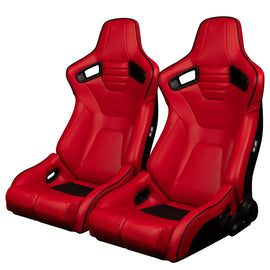 Braum Racing ELITE-R Series Racing Seats (Pair; Red Leatherette / Black Piping)