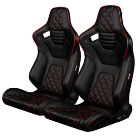 Braum Racing ELITE-X Series Racing Seats (Pair; Diamond Edition / Red Piping)