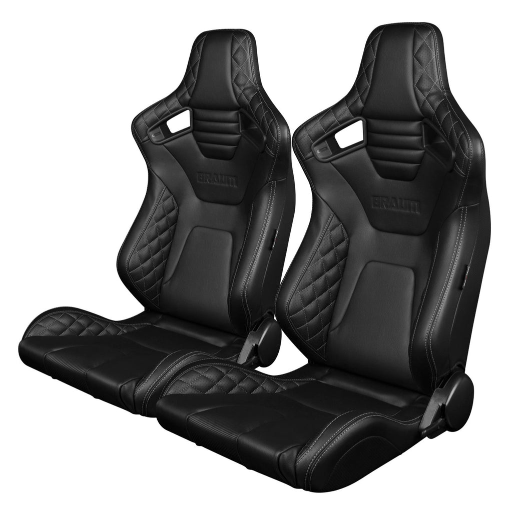 Braum Racing ELITE-X Series Racing Seats (Pair; Diamond Edition / Grey Stitching)