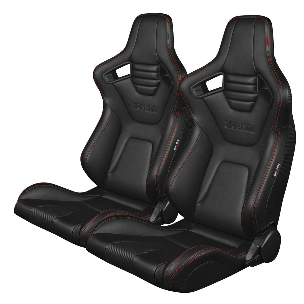 Braum Racing ELITE-X Series Racing Seats (Pair; Red Stitching)