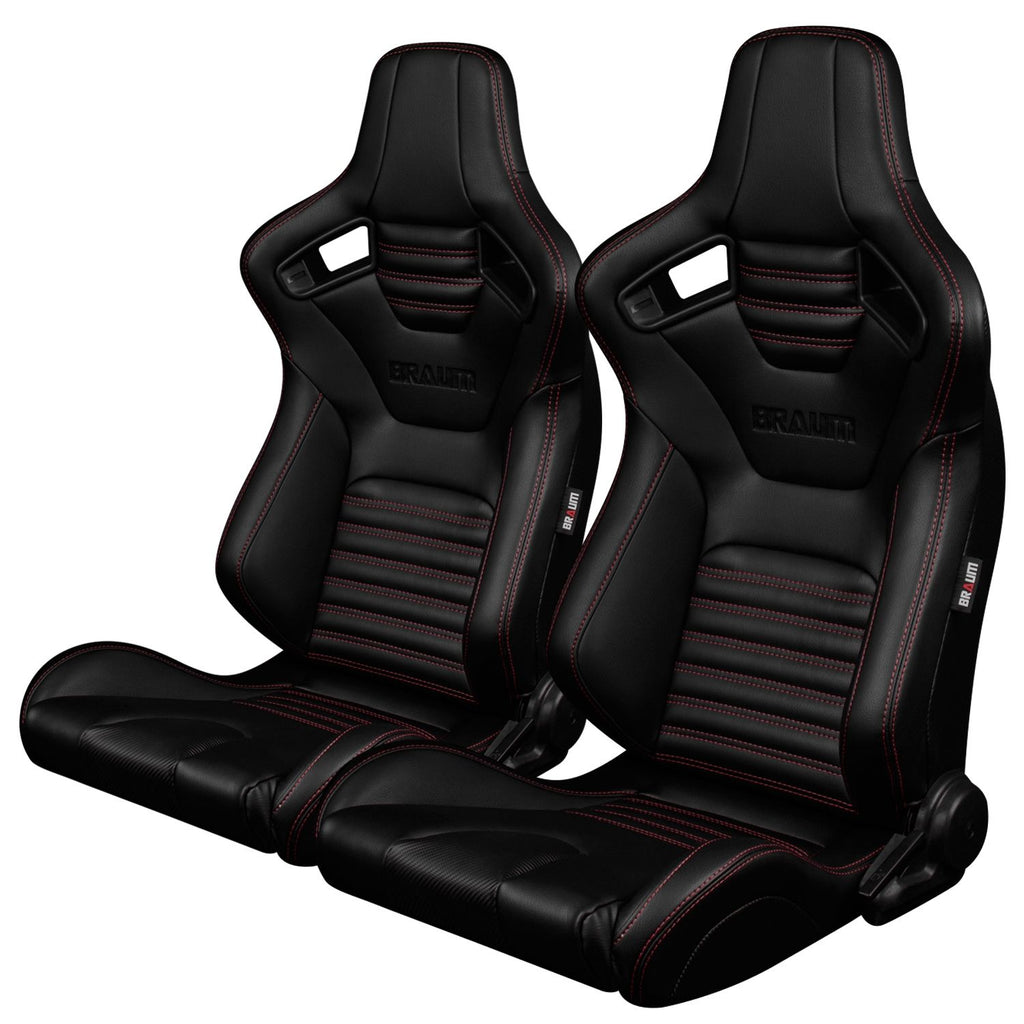 Braum Racing ELITE-X Series Racing Seats (Pair; Red Stitching Version 2)