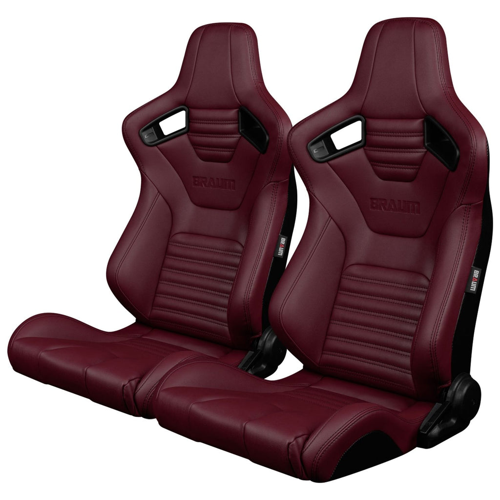 Braum Racing ELITE-X Series Racing Seats (Pair; Maroon Leatherette)