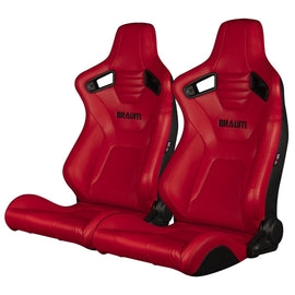 Braum Racing ELITE-X Series Racing Seats (Pair; Red Leatherette / Black Stitching)