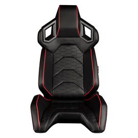 Braum Racing ALPHA-X Series Racing Seats (Pair; Black / Red Trim)