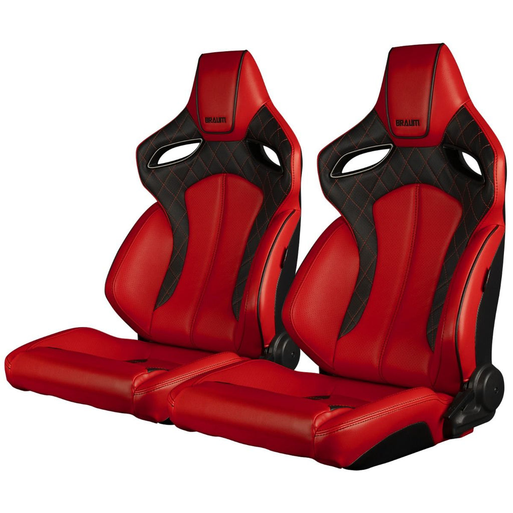 Braum Racing ORUE Series Racing Seats (Pair; Diamond Edition / Red Leatherette)