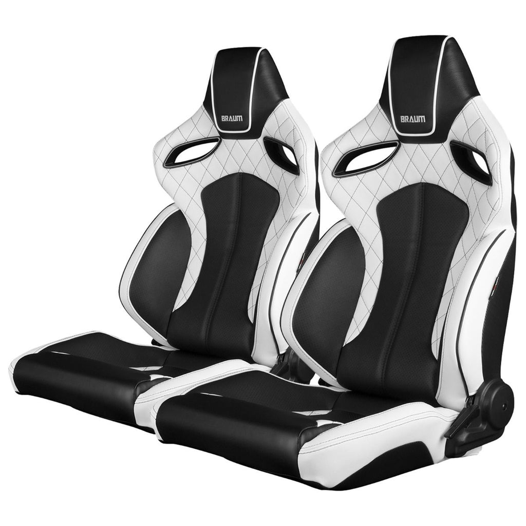 Braum Racing ORUE Series Racing Seats (Pair; Diamond Edition / White Leatherette)
