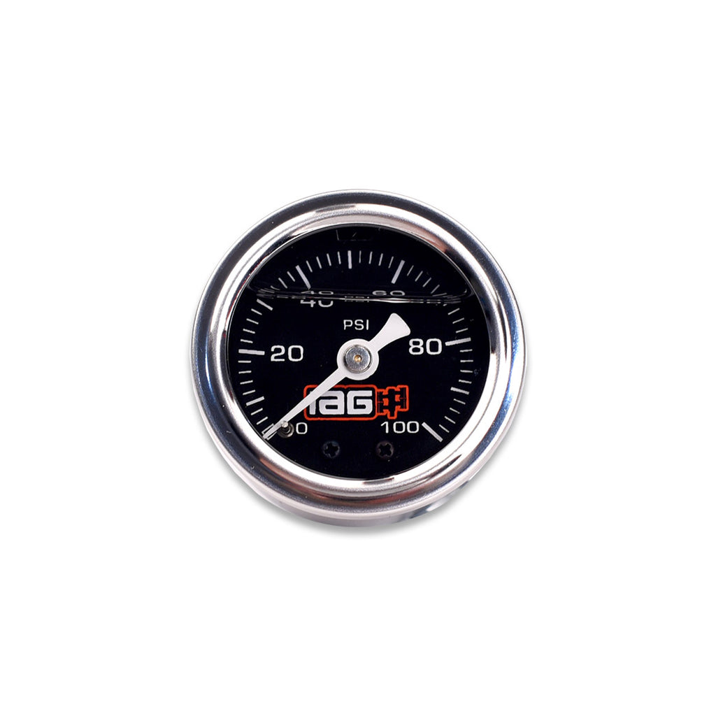 IAG Performance 0-100 PSI Liquid Filled Fuel Pressure Gauge (Black Face).