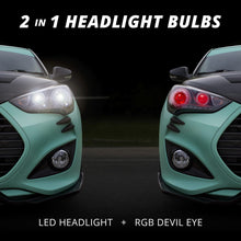 Load image into Gallery viewer, XK GLOW 2 IN1 LED HEADLIGHT &amp; MULTI-COLOR DEVIL EYE | XKCHROME SMARTPHONE APP