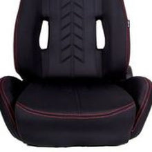 Load image into Gallery viewer, NRG Sport Seats (Pair) Cloth w/NRG Logo &amp; NRG Arrow Cushion Imprint - Black w/Red Stitch