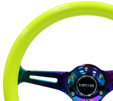 Load image into Gallery viewer, NRG Classic Wood Grain Steering Wheel (350mm) Neon Yellow Color w/Neochrome Spokes