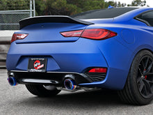 Load image into Gallery viewer, aFe POWER Takeda 2.5in 304 SS CB Exhaust w/ Blue Flame Tips 17-19 Infiniti Q60 V6-3.0L (tt)