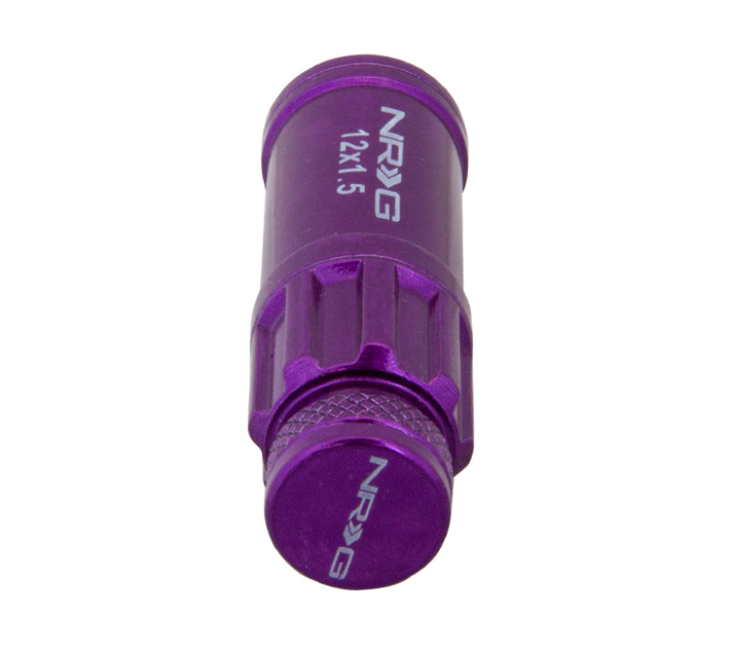 NRG 700 Series M12 X 1.5 Steel Lug Nut w/Dust Cap Cover Set 21 Pc w/Locks & Lock Socket - Purple