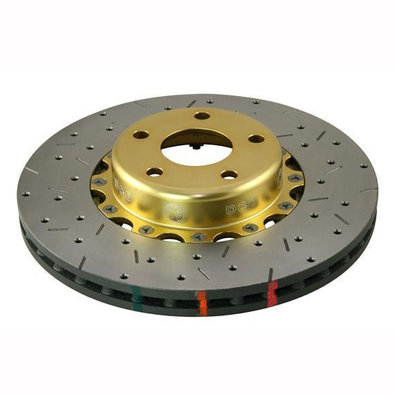 DBA 5000 Drilled & Slotted 2-Piece Front Rotor w/ Gold Hat (Single) - Subaru WRX 2002-2014 (+Multiple Fitments)