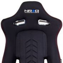 Load image into Gallery viewer, NRG Sport Seats (Pair) Cloth w/NRG Logo &amp; NRG Arrow Cushion Imprint - Black w/Red Stitch