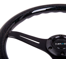 Load image into Gallery viewer, NRG Classic Wood Grain Steering Wheel (350mm) Black Sparkled Grip w/Black 3-Spoke Center
