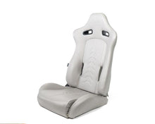 Load image into Gallery viewer, NRG Reclinable Sport Seats (Pair) The Arrow Grey Vinyl w/ Pressed NRG logo w/ Grey Stitch