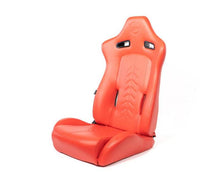 Load image into Gallery viewer, NRG Reclinable Sport Seats (Pair) The Arrow Red Vinyl w/ Pressed NRG Logo w/ Red Stitch