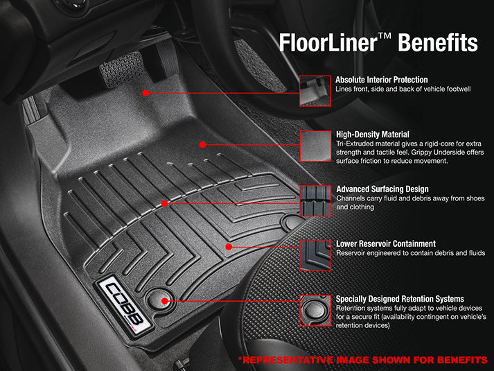 COBB x WeatherTech Front FloorLiner (Black) - Volkswagen GTI 2015-2021 / Golf R 2015-2019 / Audi A3 & S3 2015-2020