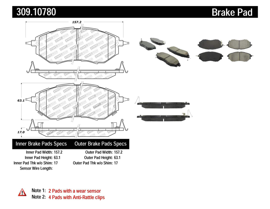 StopTech Sport Front Brake Pads - Subaru WRX 2015-2020 / Legacy GT 2005-2012 (+Multiple Fitments)